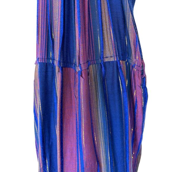 Cleobella Blue Gold Metallic Striped Lois Wide Leg Cropped Jumpsuit Size‎ 8 - Picture 5 of 14